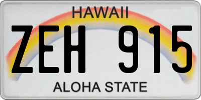 HI license plate ZEH915