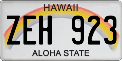 HI license plate ZEH923