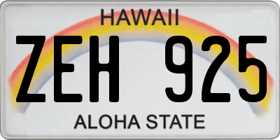 HI license plate ZEH925