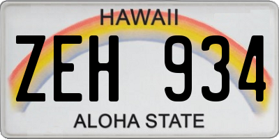 HI license plate ZEH934