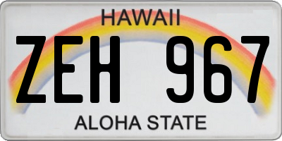 HI license plate ZEH967