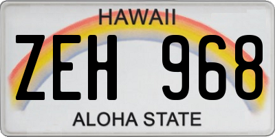 HI license plate ZEH968