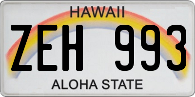 HI license plate ZEH993