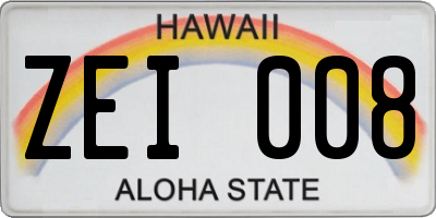 HI license plate ZEI008