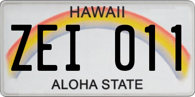 HI license plate ZEI011