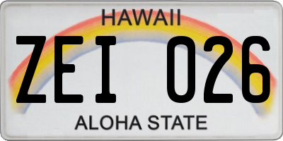 HI license plate ZEI026