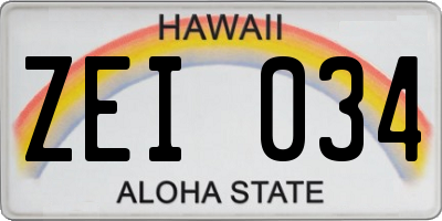 HI license plate ZEI034