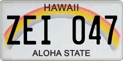 HI license plate ZEI047