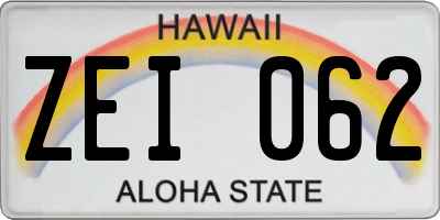 HI license plate ZEI062