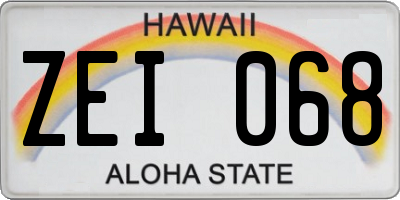 HI license plate ZEI068