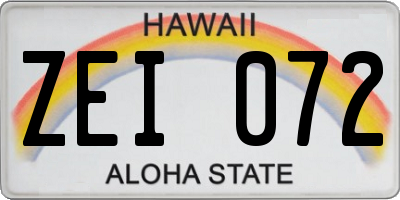 HI license plate ZEI072