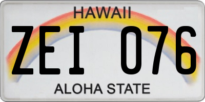 HI license plate ZEI076
