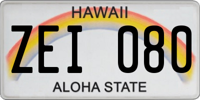HI license plate ZEI080