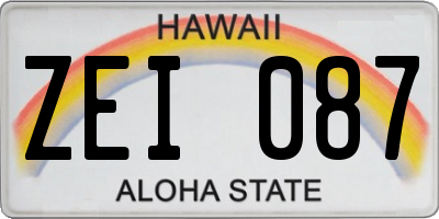 HI license plate ZEI087