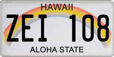 HI license plate ZEI108