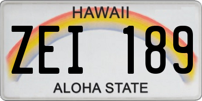 HI license plate ZEI189