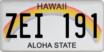 HI license plate ZEI191