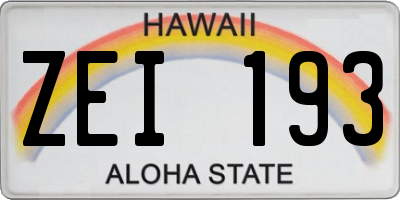 HI license plate ZEI193