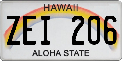 HI license plate ZEI206