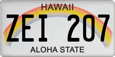 HI license plate ZEI207