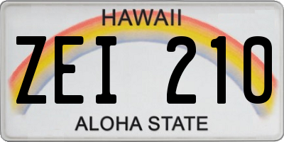 HI license plate ZEI210