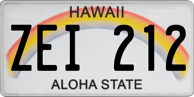 HI license plate ZEI212