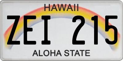 HI license plate ZEI215