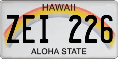 HI license plate ZEI226