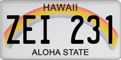 HI license plate ZEI231