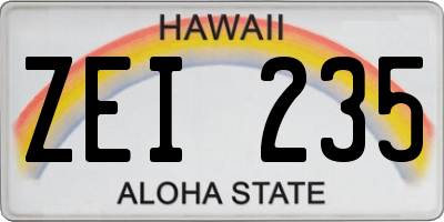 HI license plate ZEI235