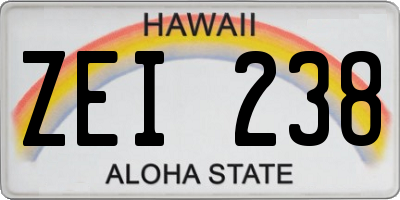 HI license plate ZEI238