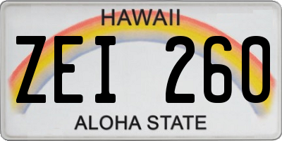 HI license plate ZEI260