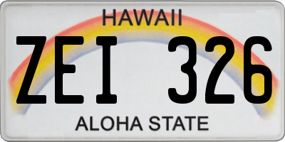 HI license plate ZEI326