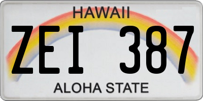 HI license plate ZEI387