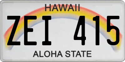 HI license plate ZEI415