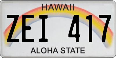HI license plate ZEI417