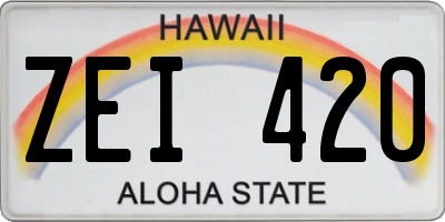 HI license plate ZEI420