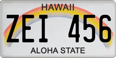 HI license plate ZEI456