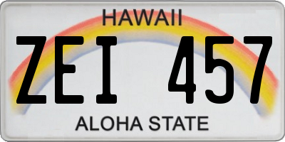 HI license plate ZEI457