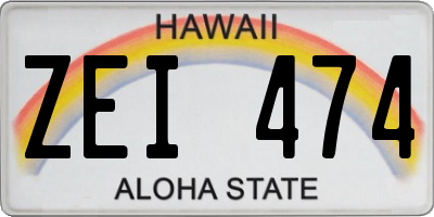 HI license plate ZEI474