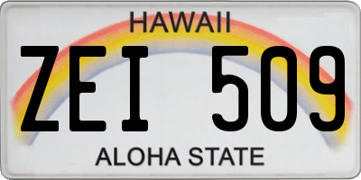 HI license plate ZEI509