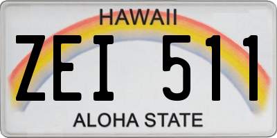 HI license plate ZEI511