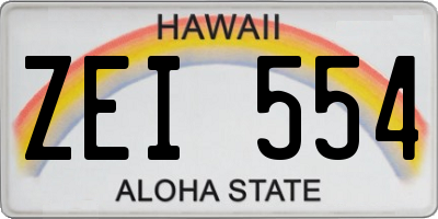 HI license plate ZEI554
