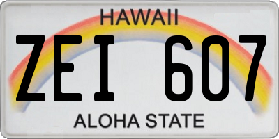 HI license plate ZEI607
