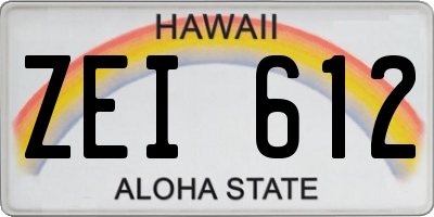 HI license plate ZEI612