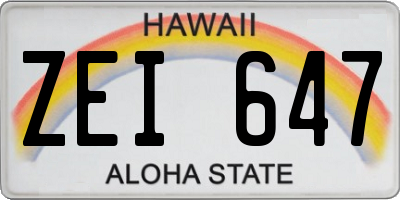 HI license plate ZEI647