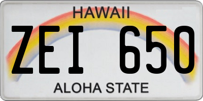 HI license plate ZEI650
