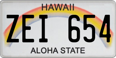 HI license plate ZEI654
