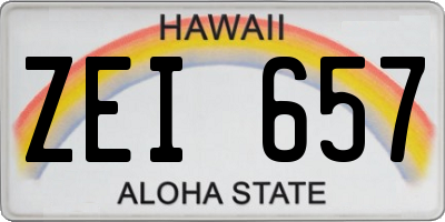 HI license plate ZEI657