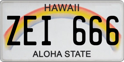 HI license plate ZEI666